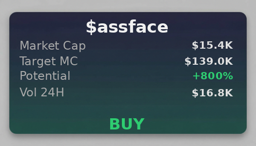 valpe5600g's tweet image. 🚀 @iScanLive says $assface hits $139.0K no problem. dropped BnXWvsVZYgBxTUDyDqHZjvFbQGvEZeipY4ZdmqCbpump in myself  

 #Solana #Memecoin #Crypto #Degen #PumpFun #AlphaCalls #SolanaMemeCoin