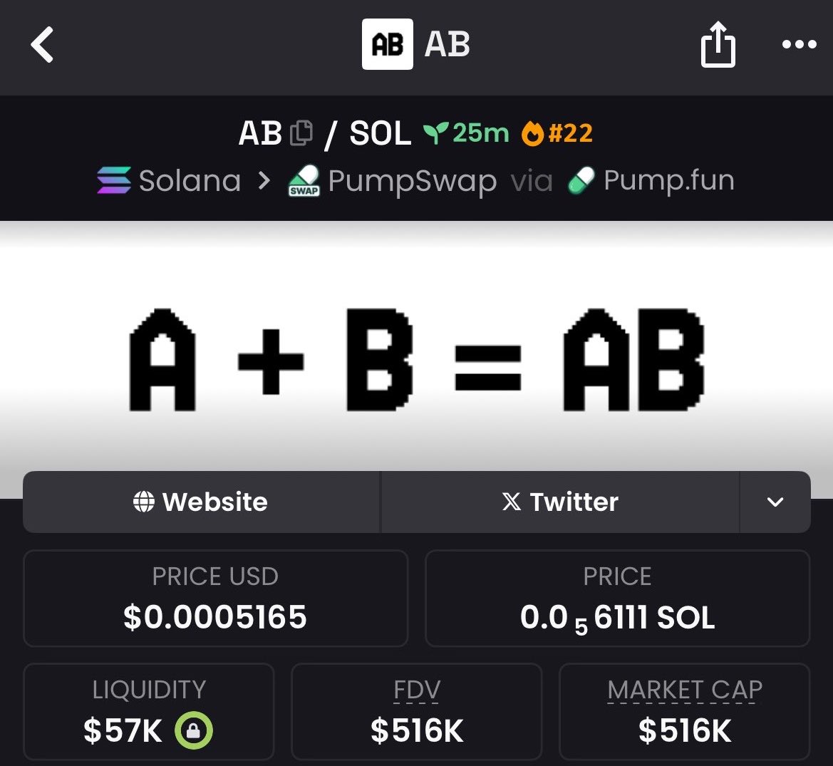 Moonshillergems's tweet image. $AB IS Up 25.8x 🔥 

💹 From $20k &amp;gt;&amp;gt; $516k MC! 🚀

Join our exclusive VIP Memecoin Signal Group and get Early Calls on trending memecoins before they take off. 

Send a DM now let's get you started 

#Solana #memecoin #memecoin1000x