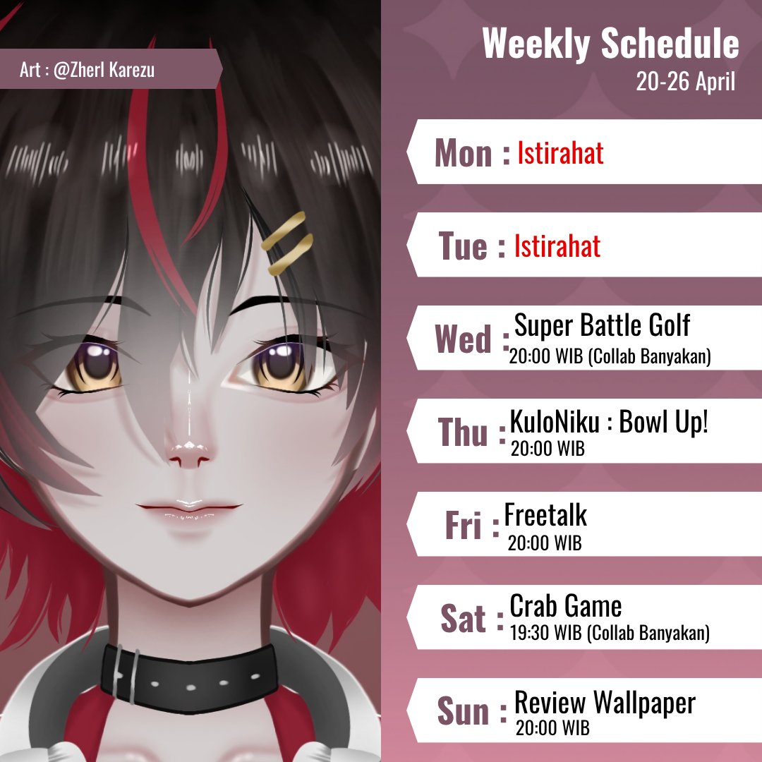 araka_hatsuka's tweet image. Weekly Schedule 20-26 April 💣💥 

#ArakaHatsuka #Tomboy #Vtuber #Vtuberid #VtuberIndonesia