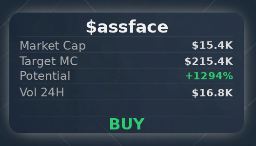 Sara_Garcia_05's tweet image. just checked $assface on @iScanLive and it says this thing can hit $215.4K easy, recommends buy  

 #Solana #Memecoin #Crypto #Degen #PumpFun #AlphaCalls #SolanaMemeCoin