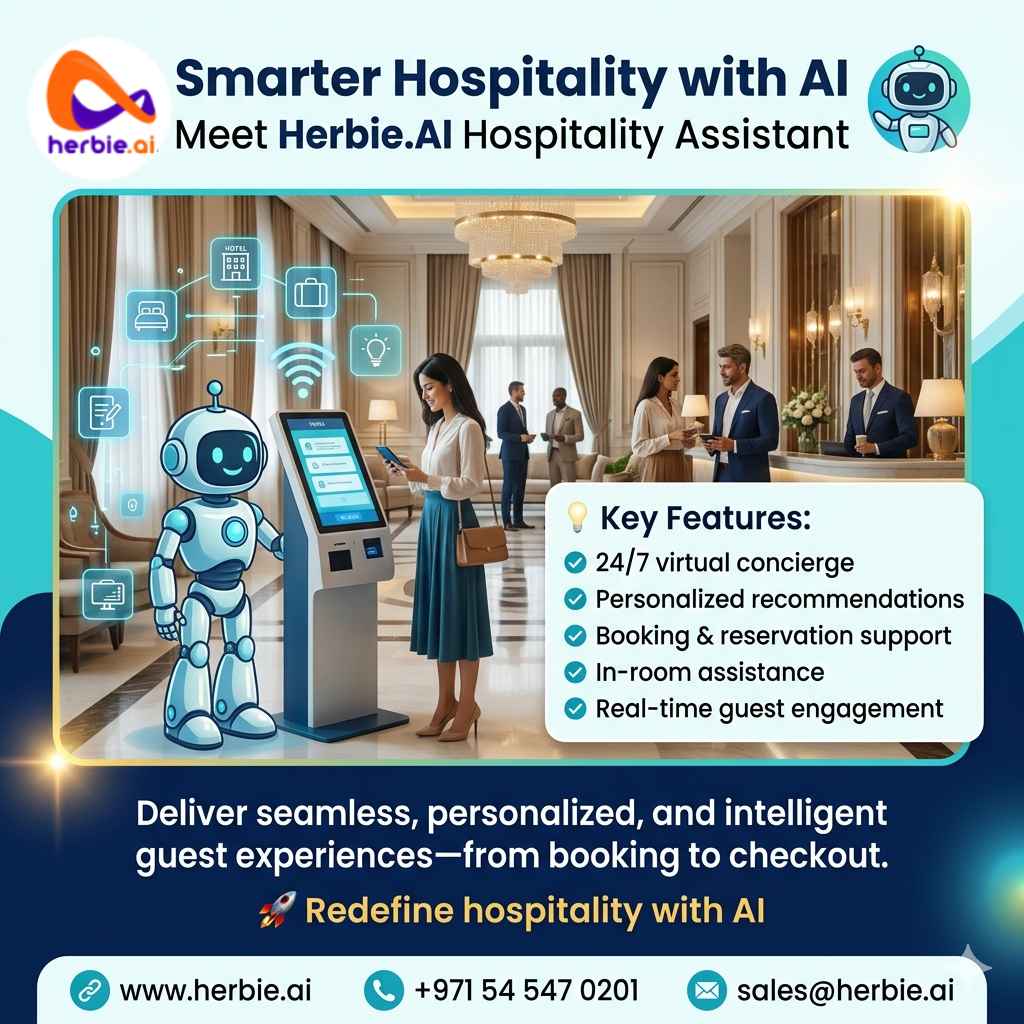 HerbieAI's tweet image. Smarter hospitality starts here 🤖🏨
Herbie.AI helps you:
✔ Assist guests 24/7
✔ Manage bookings instantly
✔ Personalize experiences
✔ Improve service efficiency
🌐 herbie.ai/hospitality/
📞 +971 54 547 0201
📧 sales@herbie.ai
#Hospitality #AI #TravelTech