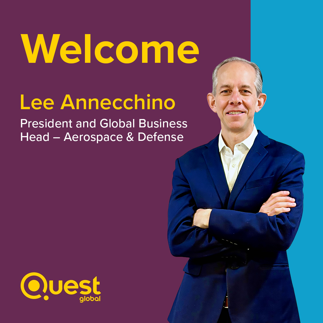 Quest_Global's tweet image. We’re pleased to welcome Lee Annecchinoto Quest Global as President &amp;amp; Global Business Head – Aerospace &amp;amp; Defense.
With deep A&amp;amp;D leadership experience, Lee will help drive growth, scale impact, and strengthen executive partnerships worldwide.
#QuestGlobal #Aerospace #Defense
