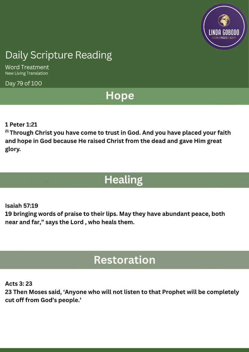 ApostleLGobodo's tweet image. Word Treatment: Day 79
#100days #hope #healing #restoration #wordtreatment