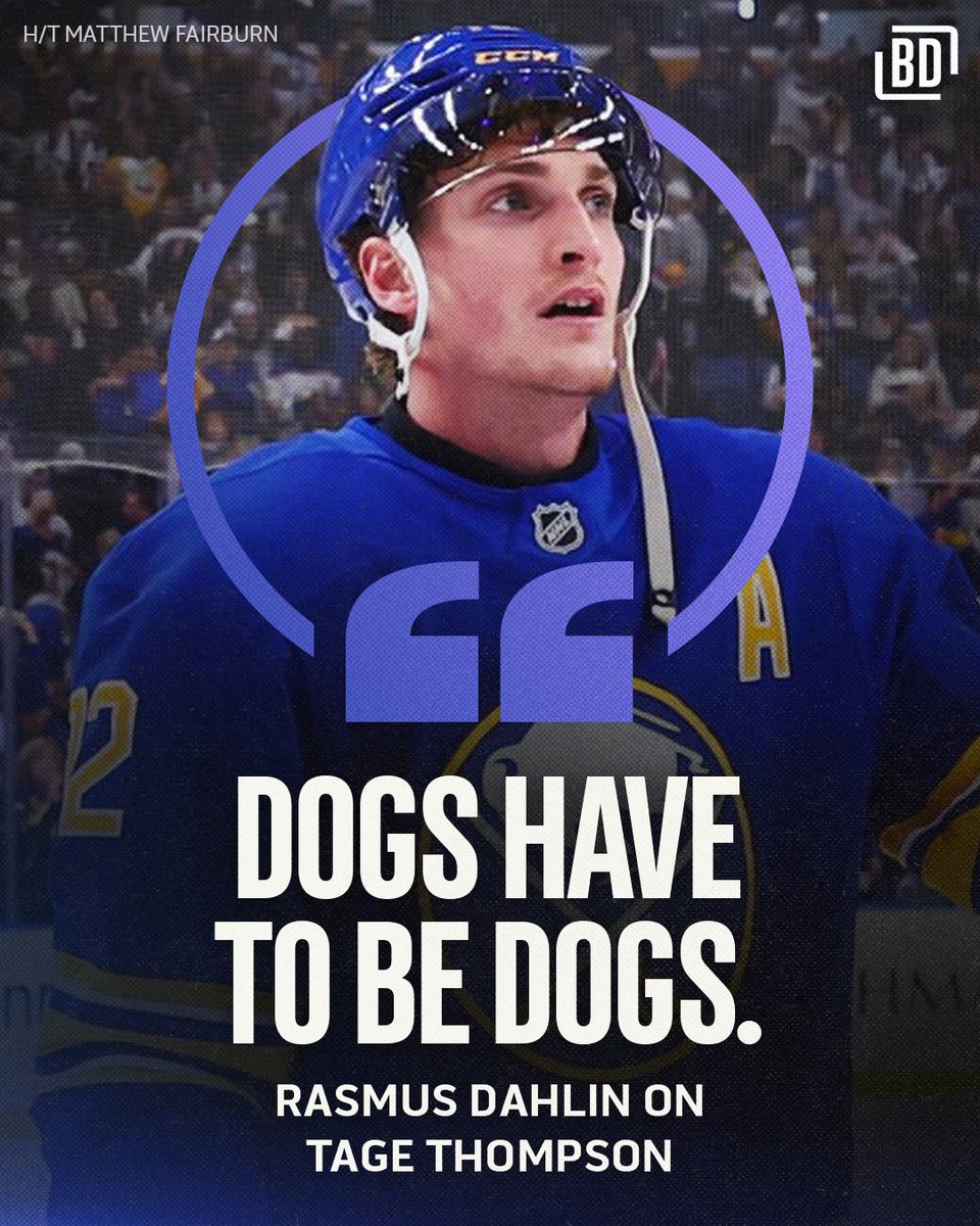 BarDown's tweet photo. An all-time quote from Rasmus Dahlin after Tage Thompson's two-goal stunner in the Sabres' Game 1 win. 🐶

(H/T @MatthewFairburn) https://t.co/5uRE1b9v2R