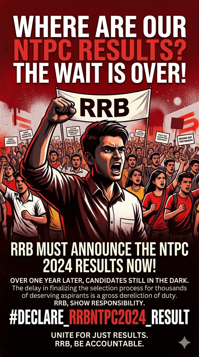 NITISHSAHAU's tweet photo. #declare_rrbntpc2024_result With profound respect, we request immediate RRB NTPC 2024 examination results. Candidates deserve timely clarity. @RailMinIndia @RailTel @AshwiniVaishnaw @RailwaySeva @Indianrlyinfo https://t.co/iALJ3ImQDG