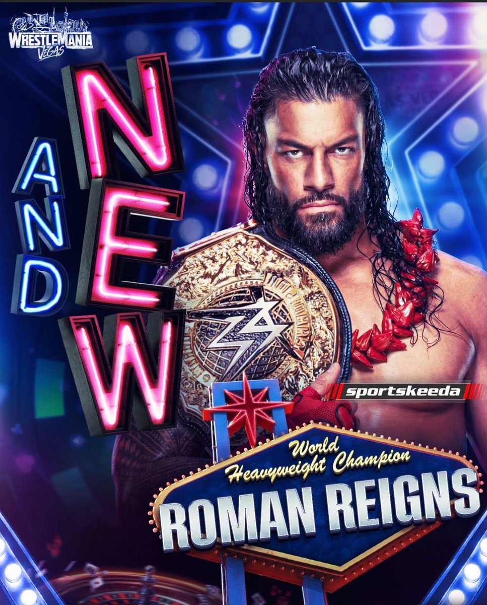 VickiCarver56's tweet photo. And New World Champion 
For the 7 time 
Main Champion 
Roman Reigns https://t.co/yzabtTRHut
