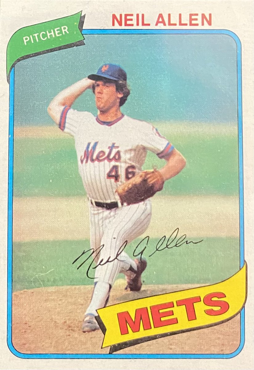 DolansBBallLife's tweet image. NEIL ALLEN—1980 Topps.  Neil’s rookie card and it’s one of my favorites.  1980 was Neil’s breakout year as a reliever, with 22 saves. 💙🧡 #NeilAllen #Mets #LGM #Topps @NeilAllenFan