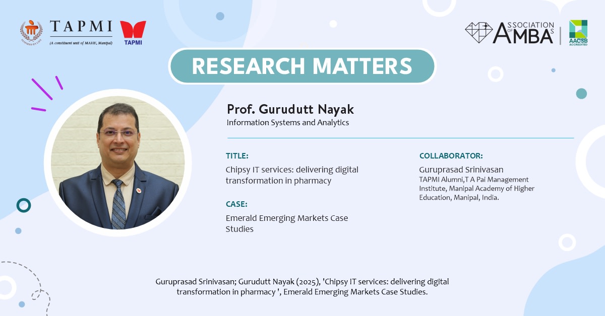 MyTAPMI's tweet image. Prof. Gurudutt Nayak's research study explores how organisations can strategically leverage IT and digital transformation to enhance and modernise their existing software solutions. #ResearchMatters #MyTAPMI

Research Paper: tinyurl.com/bpa3mbnm