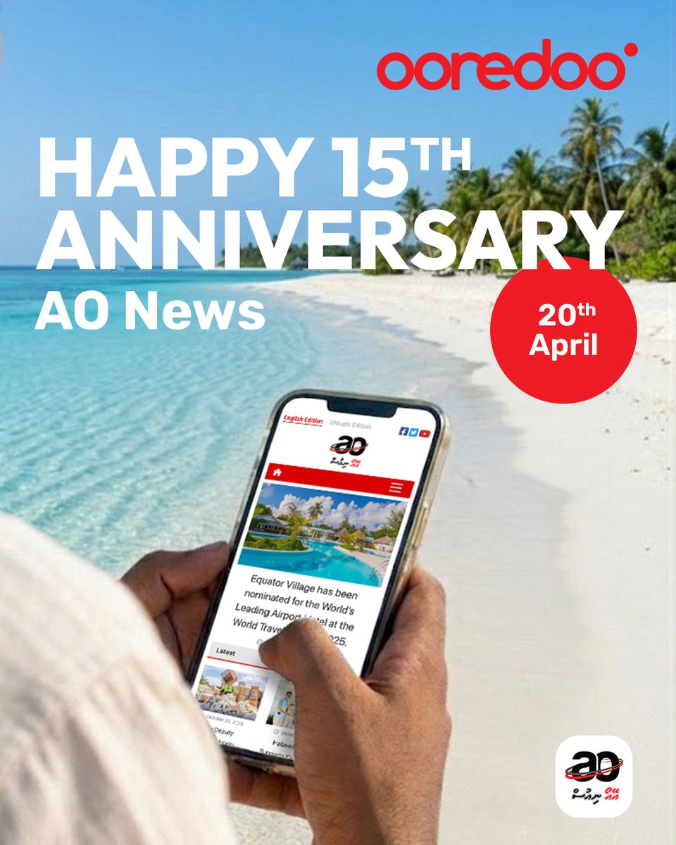 Happy 15th Anniversary to <a href="/aonews_mv/">AO</a> ! Wishing the team more success and a great year ahead.