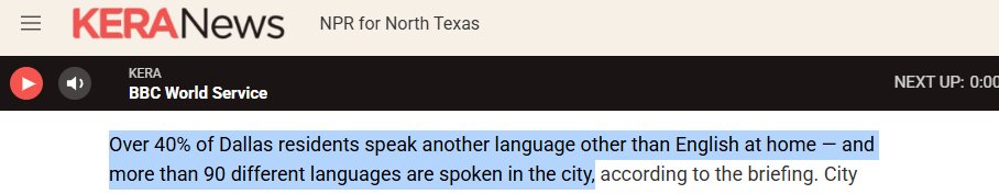 ranghareverhate's tweet photo. @JosephGDupont @SaraGonzalesTX Higher percentage of Asian languages in Plano over Spanish. 90 different languages spoken in that area. Not as much Spanish being spoken there as you might think. https://t.co/Lh5PmhwXYB