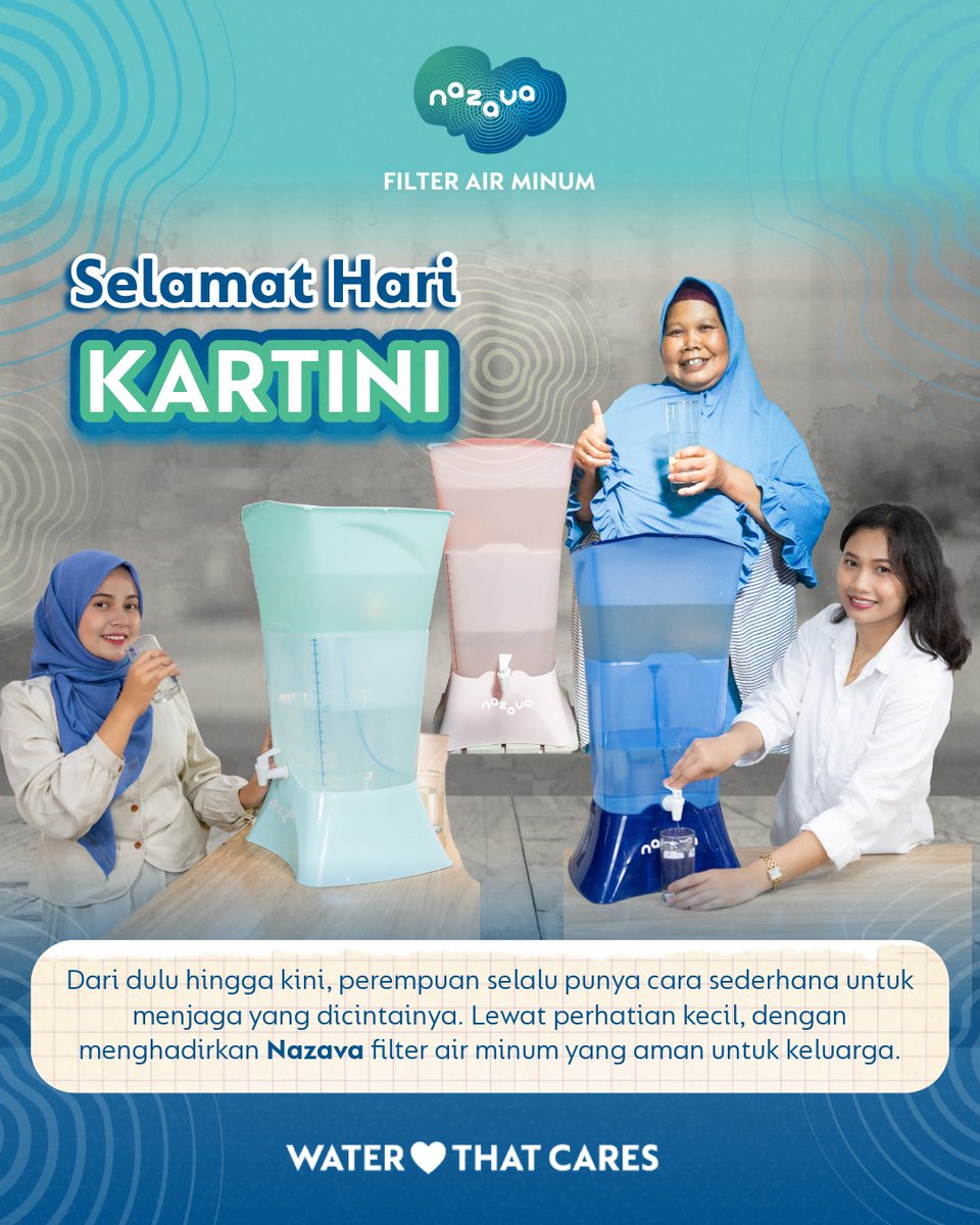 Perempuan hebat bukan hanya yang menginspirasi, tapi juga yang memastikan keluarganya tumbuh sehat setiap hari.

Di semangat Hari Kartini ini, mari lanjutkan perjuangan dengan langkah sederhana: menyediakan air minum yang aman dan bersih di rumah. Karena dari air yang layak,