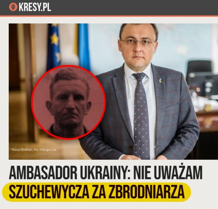 PUsiadek's tweet photo. Ambasador Ukrainy rozpowiada kłamstwo wołyńskie!

Wasyl Bodnar powiedział wprost: Szuchewycz nie jest zbrodniarzem. Mimo że jego bandy mordowały Polaków w najbardziej okrutny sposób.

Dziesiątki tysięcy zamordowanych cywilów. Dzieci przybijane do drzew, mężczyźni rozrywani końmi. Kobiety nabijane na pal. Płonące kościoły. Bodnar nie znajduje winy w architekcie tego ludobójstwa, choć przyznaje, że to jego podkomendni dokonywali rzezi.

Tak o Szuchewyczu mówił Bodnar w rozmowie z Wirtualną Polską:  "Nie uważam go za zbrodniarza, bez względu na to, że jego oddziały dokonywały zbrodni."

Tym samym tokiem rozumowania można uniewinnić każdego, ze Stalinem i Hitlerem na czele. 

Szuchewycz był oficerem batalionu Nachtigall, współpracował z Niemcami, uczestniczył w pacyfikacjach wiosek na Białorusi, a następnie jako głównodowodzący UPA koordynował systematyczne mordowanie polskiej ludności cywilnej.

Polska dyplomacja powinna zareagować natychmiast i stanowczo. Ambasador państwa, któremu Polska udziela wielomiliardowej pomocy, którego obywateli przyjęła w milionach, stoi na polskiej ziemi i mówi, że organizator ludobójstwa Polaków nie jest zbrodniarzem.

Jeśli rząd Tuska to przemilczy - będzie to hańba, nie tylko dla niego, ale przede wszystkim dla nas.⁩