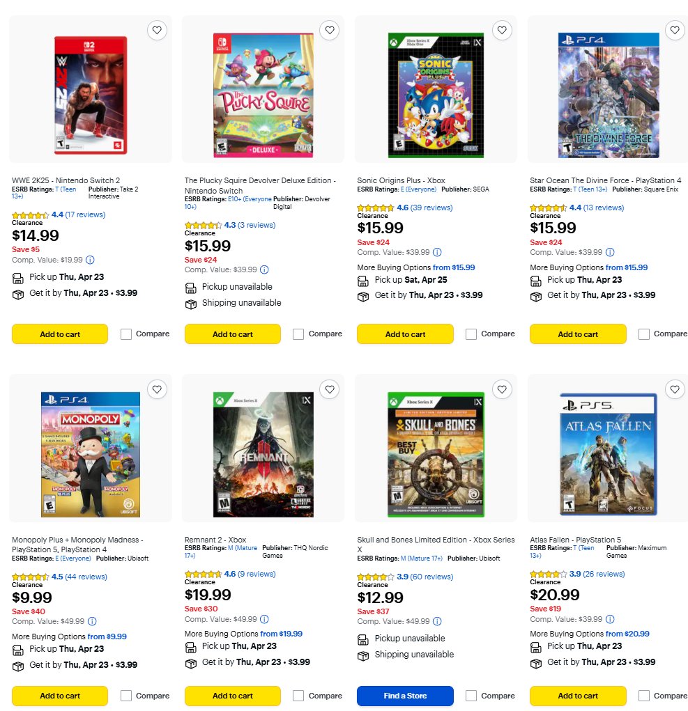 Wario64's tweet image. Clearanced game deals at Best Buy (lots of new and low  price drops) buff.ly/jVx42lE #ad