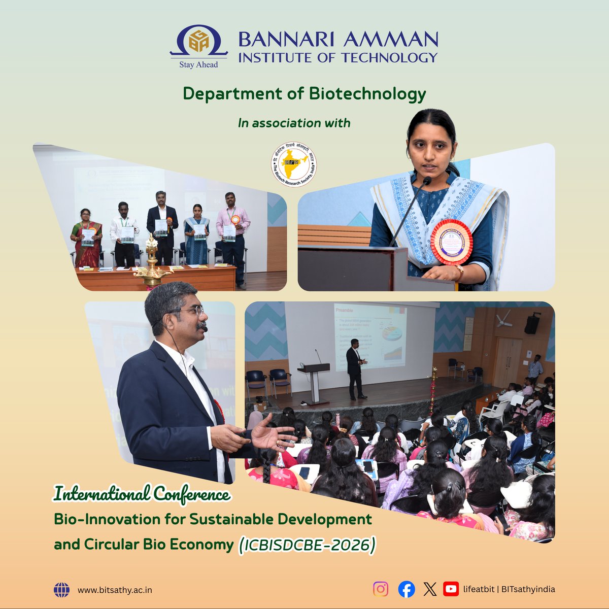 ICBISDCBE-2026 🌱

Exploring Bio-Innovation for Sustainable Development &amp; Circular Bioeconomy!

#ICBISDCBE2026 #BioInnovation #Sustainability #Biotech #bitsathy #teambit #lifeatbit