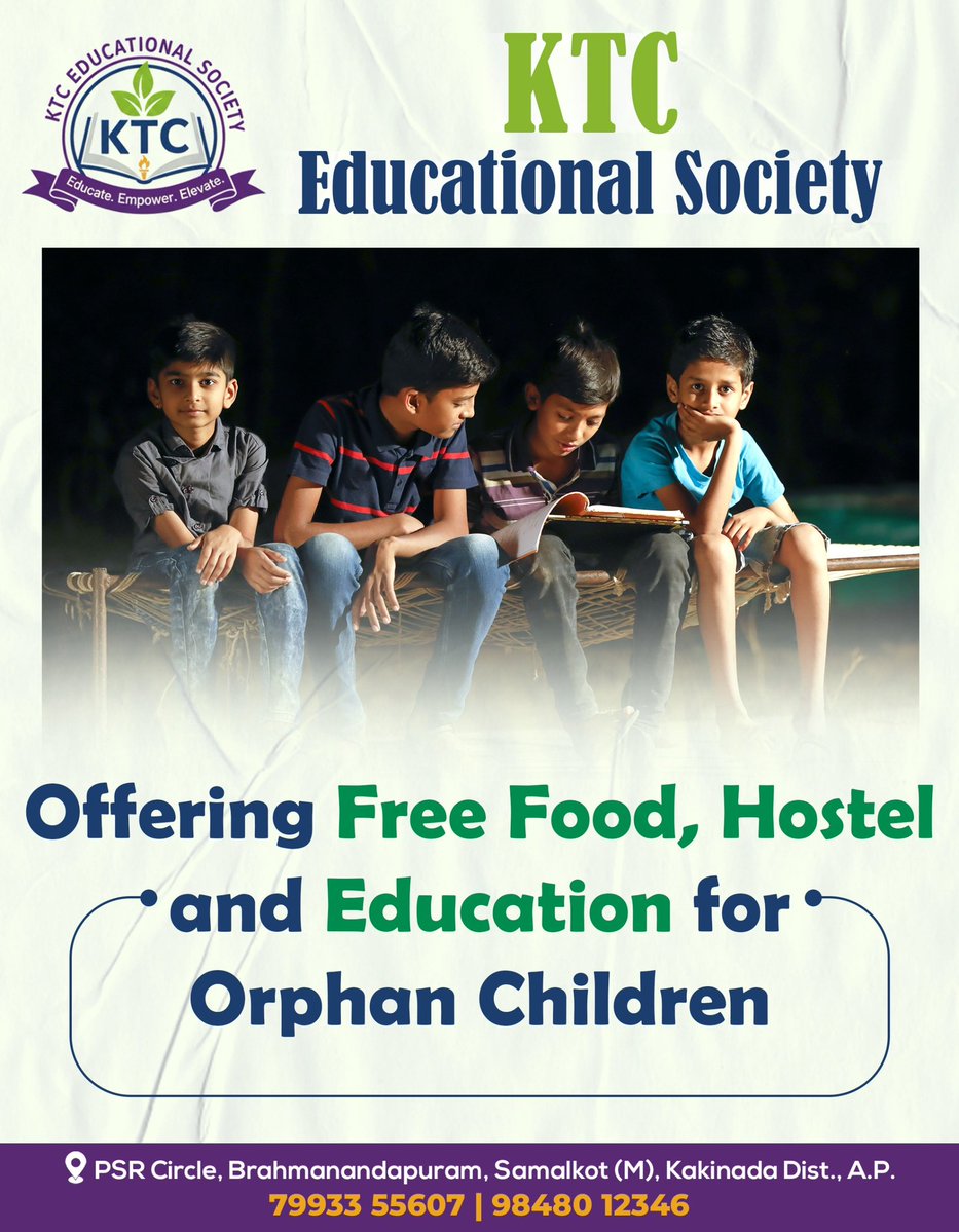 KtcSociety's tweet image. KTC Educational Society – Offering free food, hostel, and education for orphan children.
#KTCEducationalSociety #FreeEducation #FreeFood #FreeHostel #ChildCare