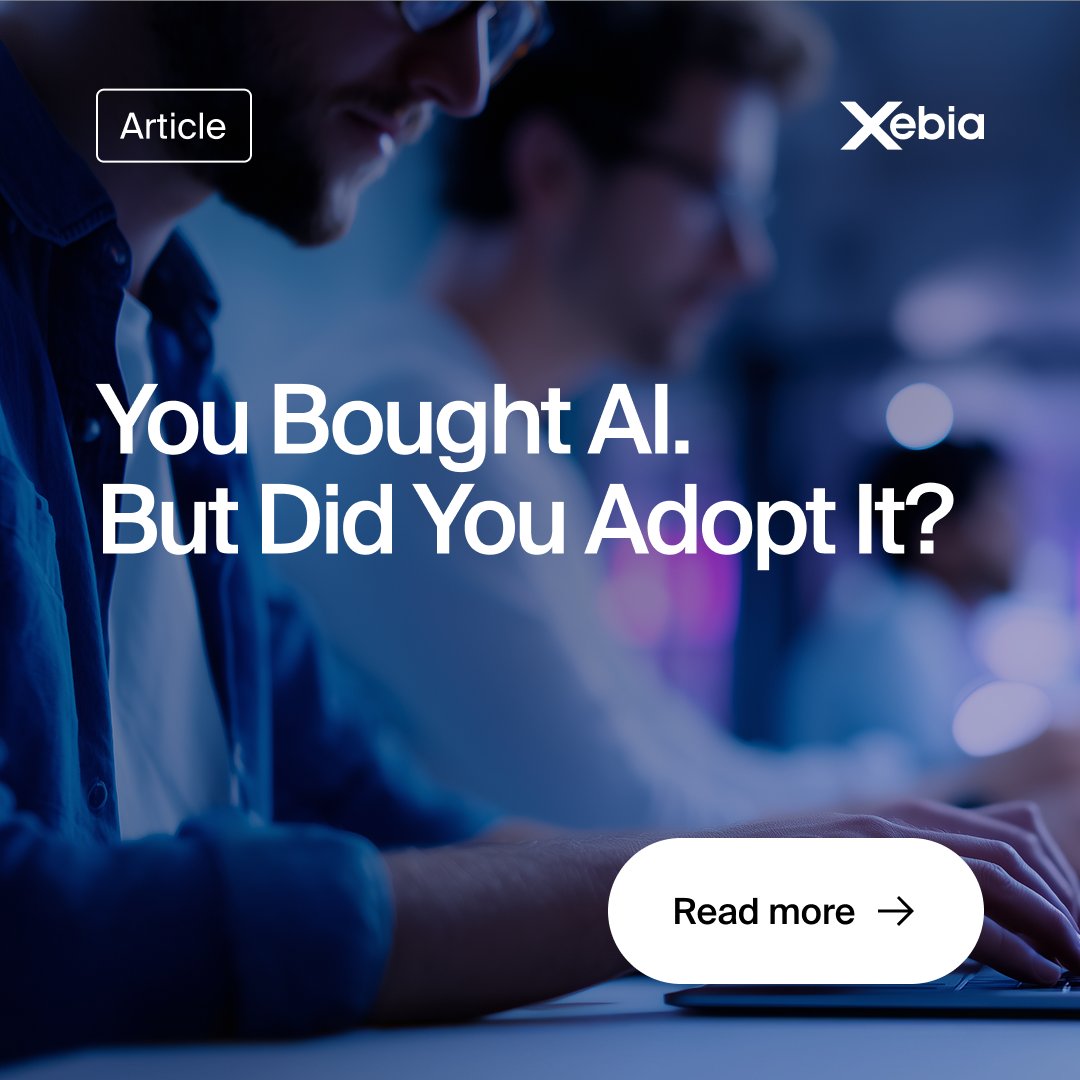 Xebia_Global's tweet image. How many people on your team actually use AI every day—not just have access?

That’s where most teams get stuck. Tools are live, but ways of working haven’t changed.

Read more: okt.to/xBp8bq

#AI #GenAI #Xebia