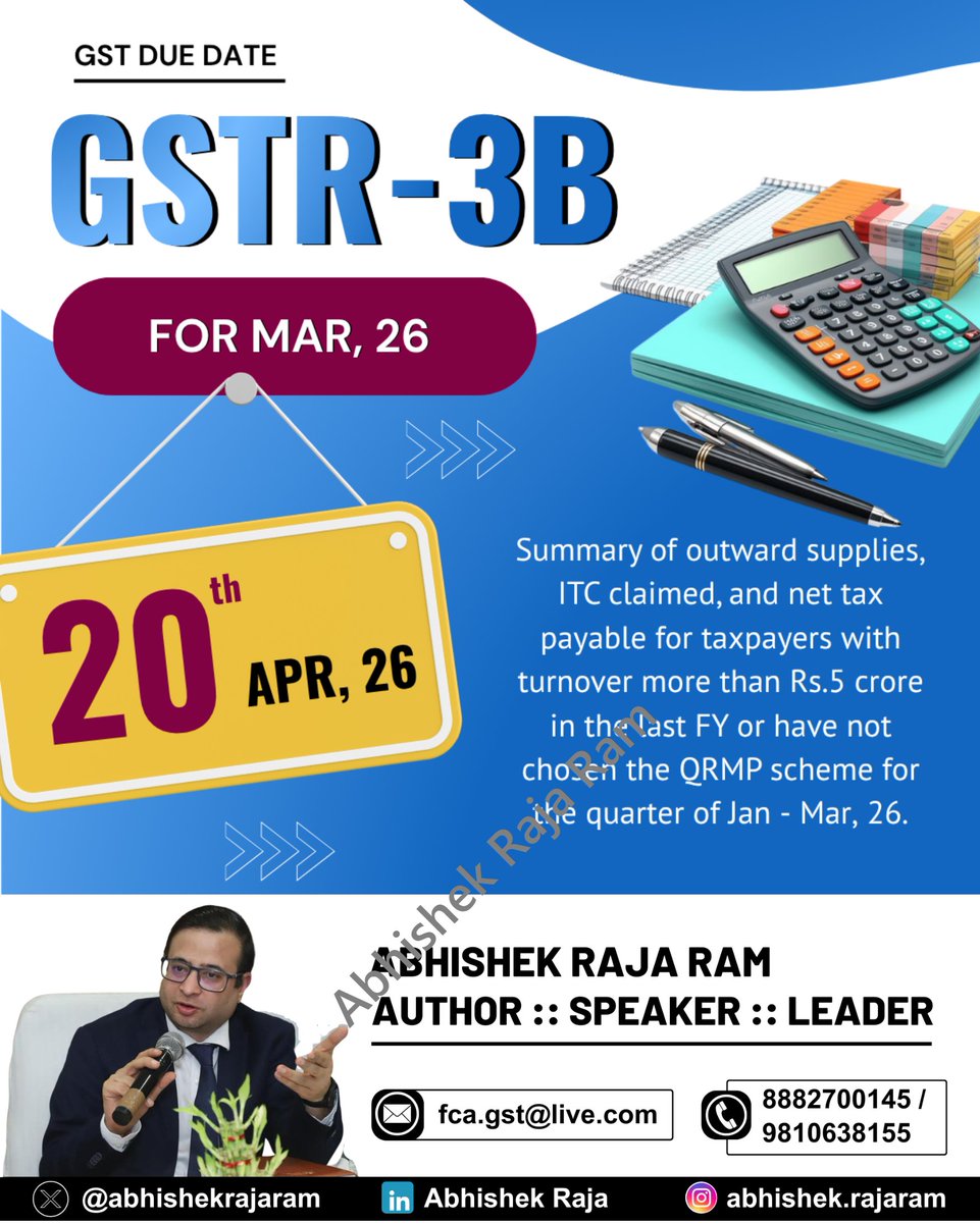 abhishekrajaram's tweet image. 📣 Calling all taxpayers! 📣 It's time to file your GSTR-3B for this month in the GST department. Let's work together to ensure compliance and maintain smooth operations. Let's stay on top of our tax responsibilities! 💼
💻📑 #GST #GSTR3B #TaxCompliance #LetsWorkTogether

Stay
