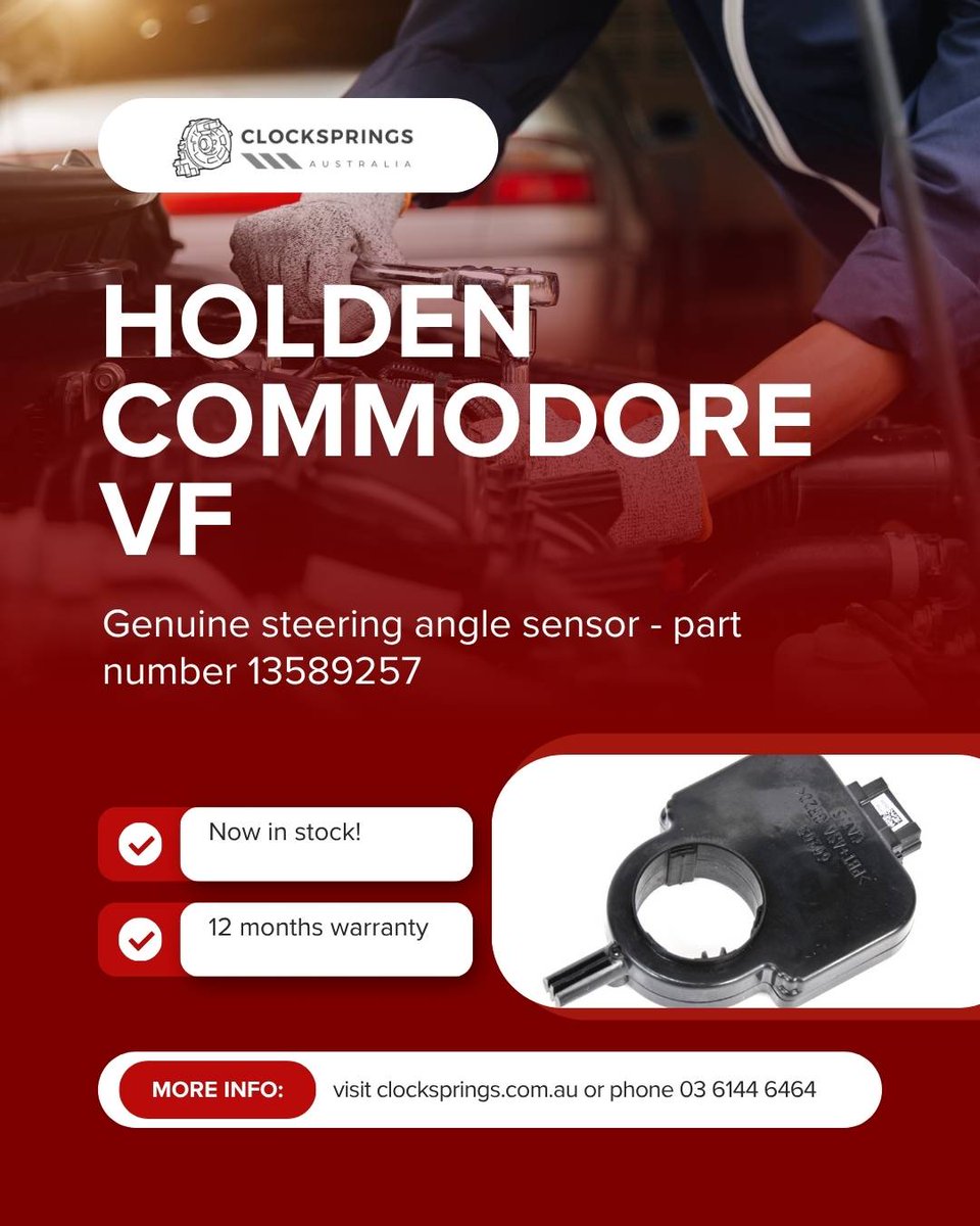 Clockspringsaus's tweet image. Genuine GM Holden Commodore VF steering angle sensor p/n 13589257 now in stock!
#HoldenCommodore #holdencommodorevf #autoparts clocksprings.com.au/product/135892…