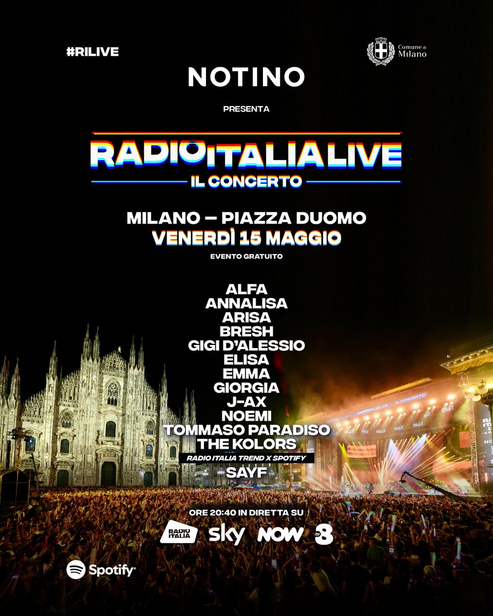 Arca_di_Noemi's tweet image. Anche #Noemi #Noemiofficial nel cast del #rilive 2026 di Milano! @RadioItalia 
Il concerto è gratuito, ma bisogna accreditarsi a partire dal 27 Aprile su @TicketOneIT 

instagram.com/p/DXWYiJeDVQV/