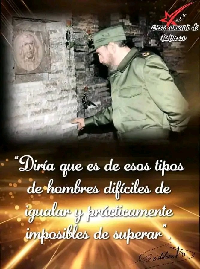 #DestacamentoDeRefuerzo//“Diría que es de esos tipos de hombres difíciles de igualar y prácticamente imposibles de superar”.
FIDEL

Así comenzamos la semana: inspirados en el ejemplo de estos dos grandes hombres💪.

#100AñosConFidel
#CheVive