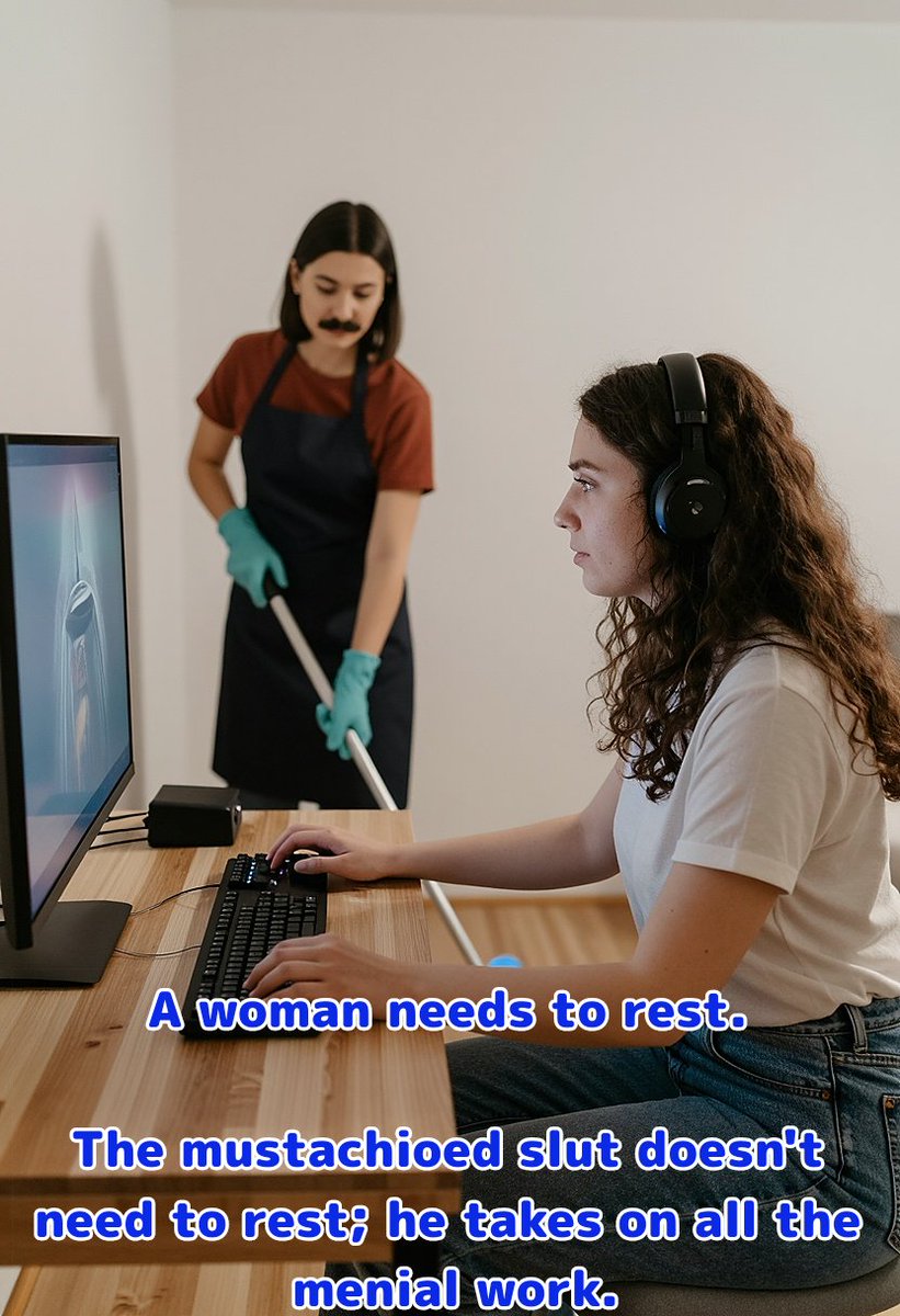 GamesFate97603's tweet image. Keep your slave busy as often as possible. A slave's muscular body requires more frequent work than the soft and tender body of his mistress. While the mistress rests or engages in mental work, the slut takes on all the primitive tasks.
#forcemasc #femdom #ftm