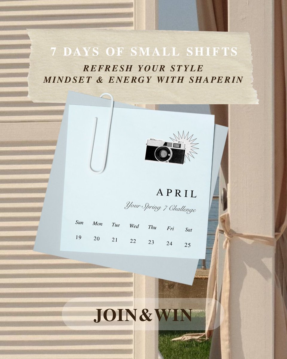 🌼 GIVEAWAY: Spring 7 Challenge 🌼
We‘re kicking off #Spring7Challenge — 7 days to refresh your style, your mindset, and your energy. No rigid rules. Just one small shift at a time.
🎁 PRIZES (over $1500 value)

Enter here (or bio link):
gleam.io/QzTsI/giveaway…

#Shaperin