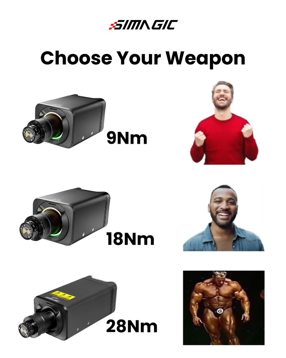 SimagicOfficial's tweet image. Choose Your Weapon
#simagic #simracing #simracingsetup #meme  #simracer #explorepage