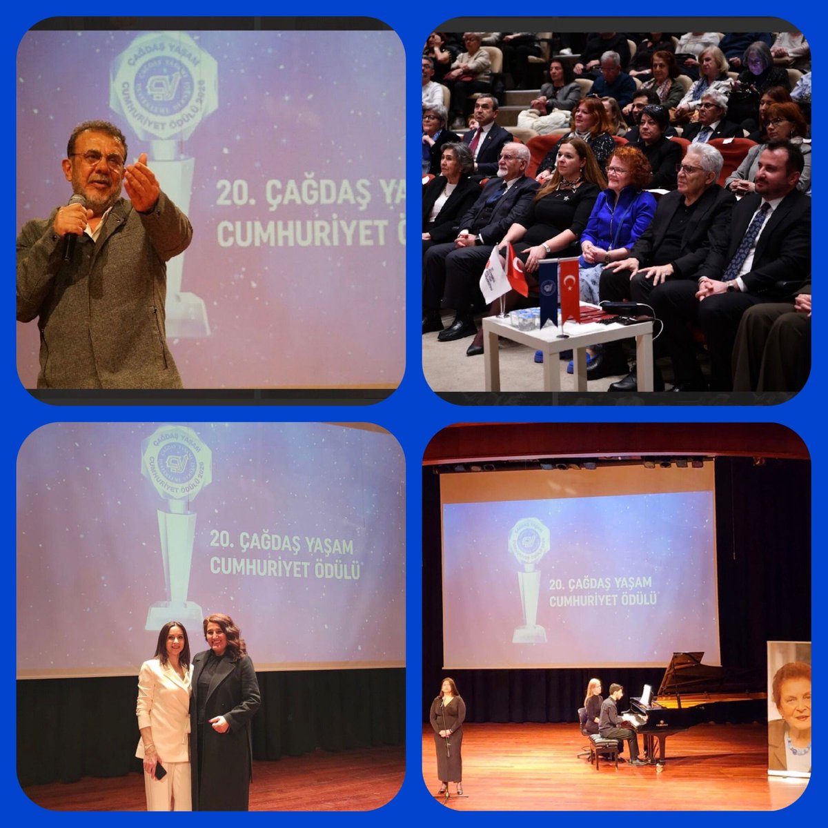 cyddsivas's tweet photo. Çağdaş Yaşam Cumhuriyet Ödülü bu yıl  Zülfü Livaneli’ye takdim edildi.İstanbul Kültür Üniversitesi’nde gerçekleşen bu özel törende, Sivas şubemizi Yönetim Kurulu üyemiz A. Hilal Şeker Kangal temsil etti. Değerli katkıları için kendisine teşekkür ederiz. 🤍💙 https://t.co/iqJsY0xmKO