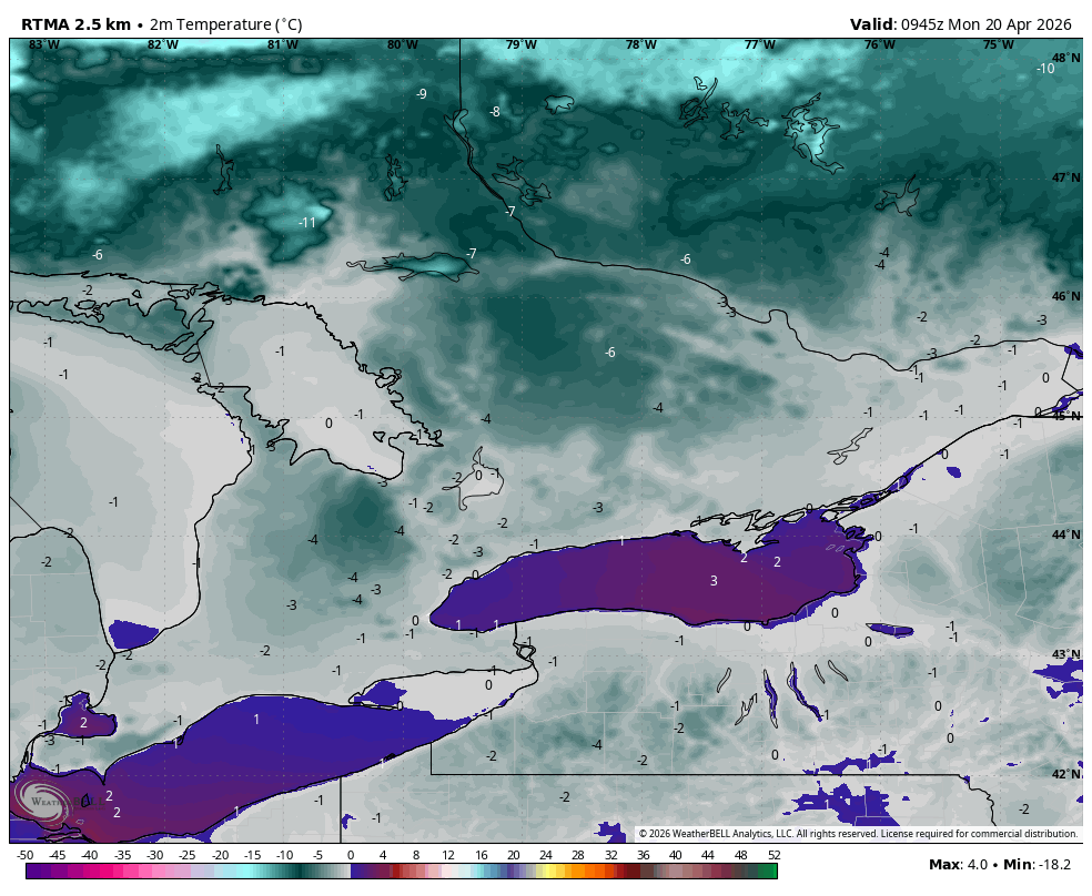 WxOntario1's tweet image. Cold start to the day across Southern #Ontario 🥶 

Temps range from 0C to -5C across the region, windchill values nearing -10 locally

Cold afternoon with temps in the low/mid single digits (normal high around +13C)

#OnWX #ONStorm