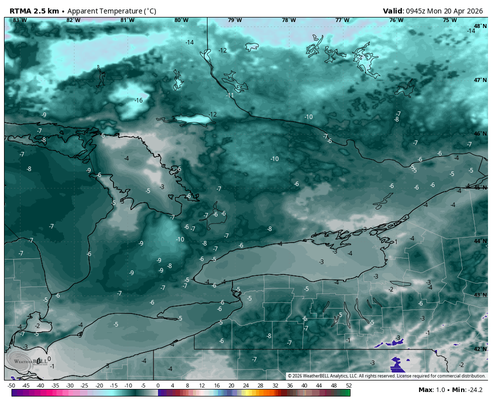 WxOntario1's tweet image. Cold start to the day across Southern #Ontario 🥶 

Temps range from 0C to -5C across the region, windchill values nearing -10 locally

Cold afternoon with temps in the low/mid single digits (normal high around +13C)

#OnWX #ONStorm