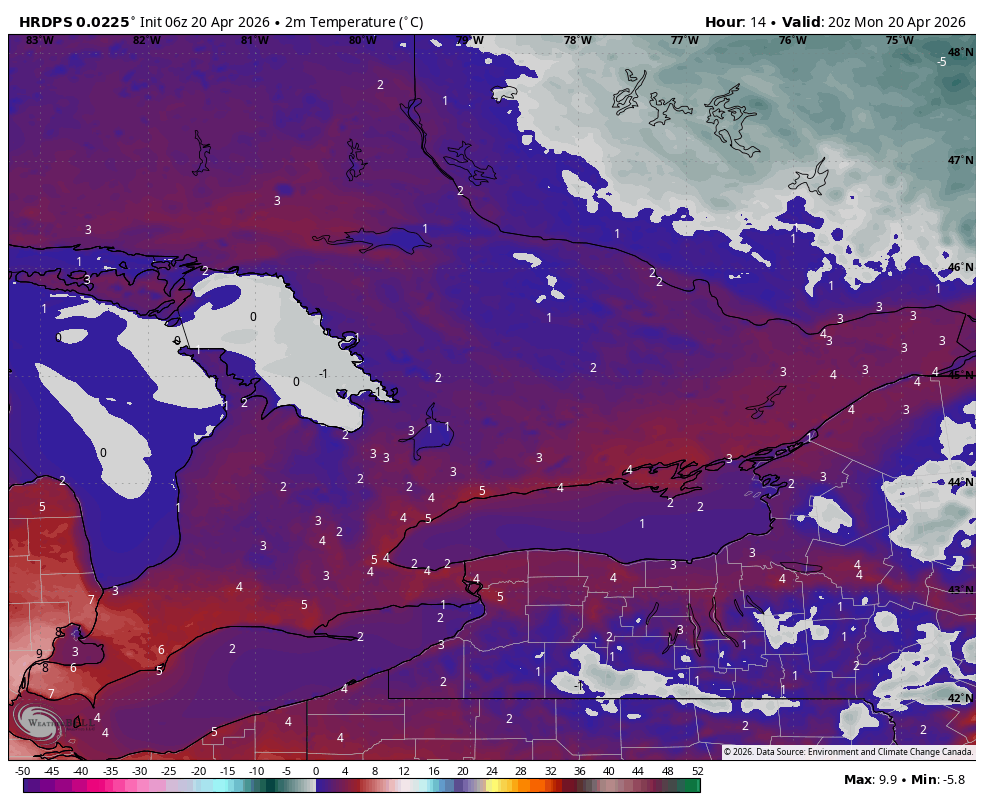 WxOntario1's tweet image. Cold start to the day across Southern #Ontario 🥶 

Temps range from 0C to -5C across the region, windchill values nearing -10 locally

Cold afternoon with temps in the low/mid single digits (normal high around +13C)

#OnWX #ONStorm