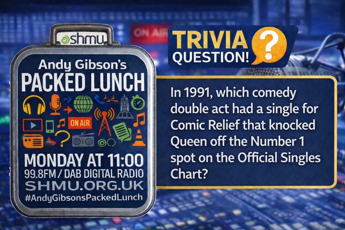 AndyGibsonTV's tweet photo. Today's Trivia Question.

Join @AndyGibsonTV on @SHMUOrg now for @SHMHPackedLunch.

Answer will be revealed within the first hour.

99.8FM / DAB Digital Radio in Grampian and https://t.co/KOlBmytdYu worldwide.

#SHMU
#AndyGibsonsPackedLunch 
#Aberdeen
#RadioShow
#TriviaQuestion https://t.co/0vPcFPrF9h