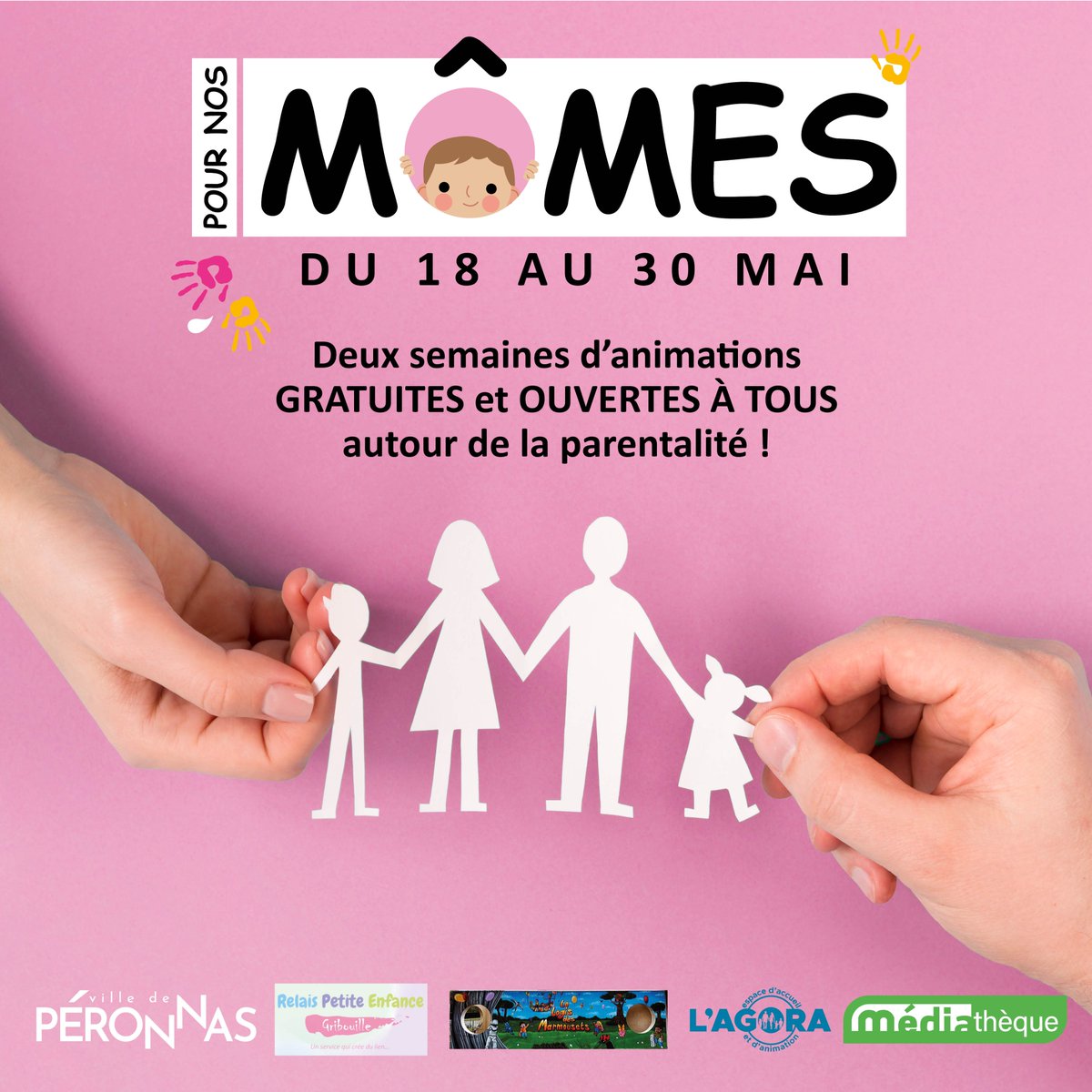 Peronnas01's tweet photo. [JEUNESSE]
➡️ Semaines de la parentalité "Pour nos mômes" du 18 au 30 mai.
👉 Découvrez le programme lien dans la bio) et inscrivez vous sans tarder !
https://t.co/nJuPZqE3DD

#villedeperonnas #peronnas #pournomomes https://t.co/34j6FulEbq