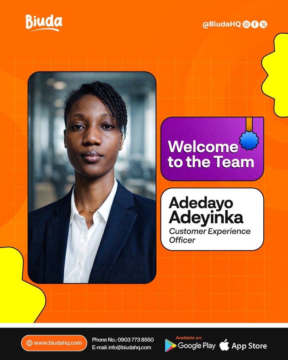 Biudahq's tweet photo. We are pleased to welcome Adedayo to the team as a Fellow.
We are excited to have you join us and contribute your skills and perspective to our work. We look forward to the impact we will create together. Welcome aboard. https://t.co/xhjAcjKW78
