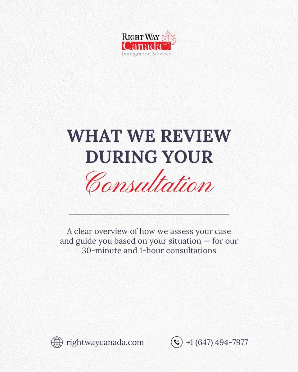 RightWayCanada's tweet image. Every case is unique, and our consultations are designed to provide guidance tailored to your specific situation. ✨

Ready to get started? 📅
rightwaycanada.com/book-consultat… 

#ImmigrationCanada #CanadaImmigration #ImmigrationConsultant #ImmigrationSupport #CanadianImmigration
