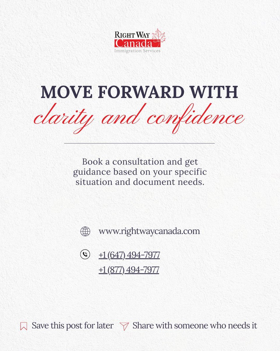 RightWayCanada's tweet image. Every case is unique, and our consultations are designed to provide guidance tailored to your specific situation. ✨

Ready to get started? 📅
rightwaycanada.com/book-consultat… 

#ImmigrationCanada #CanadaImmigration #ImmigrationConsultant #ImmigrationSupport #CanadianImmigration