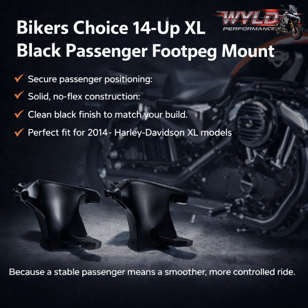 wyldperformance's tweet image. Upgrade your two-up ride with confidence. The Bikers Choice 14-Up XL Footpeg Mount delivers stability, comfort, and control for every mile, perfect fit for 2014+ Harley-Davidson XL models. Ride Wyld.

👉𝗦𝗵𝗼𝗽 𝗡𝗼𝘄: wyldperformance.com/product-catego…

#WyldPerformance #PerformanceParts