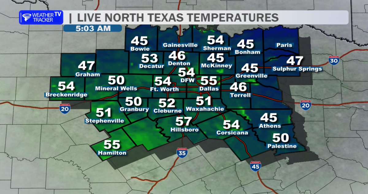 TXWXTracker's tweet image. 5:20 AM: Good Monday morning! It's a cool start with temperatures in the 40s and 50s around North Texas. ☕️

Right now, traffic flow looks good in Dallas County as the morning commute begins. 🚗💨

#dfwwx #txwx