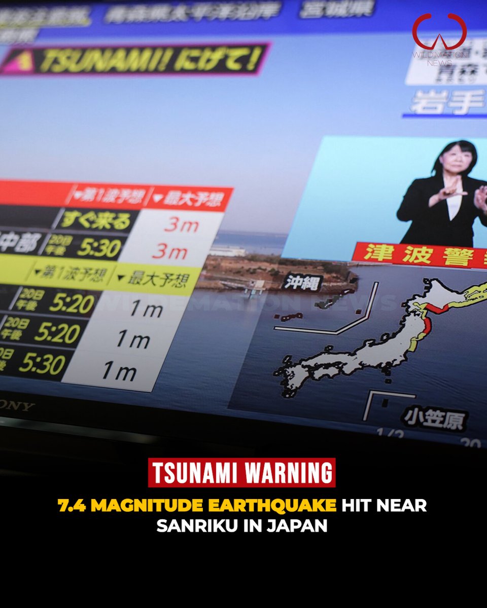 WildemationNews's tweet image. April 20, 2026, a massive 7.4-magnitude earthquake struck off the northeastern coast of Japan near Sanriku. The quake, which occurred at 4:53 PM local time at a shallow depth of 10 km, was powerful enough to sway high-rise buildings in Tokyo. 
#japan #earthquake