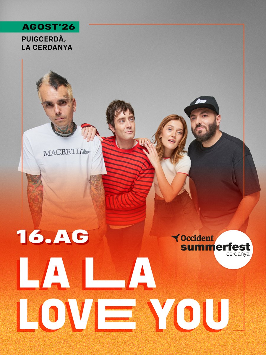 SummerfestC's tweet photo. La La Love You per primera vegada al Summer Fest ☀️

Hits que no podràs deixar de cantar, un directe que converteix cada concert en una festa. 

🌄 Aquí, l’estiu sona diferent

🎟️ Entrades ja a la venda a https://t.co/q13f3mx0v9 https://t.co/s7SjhDLMoH