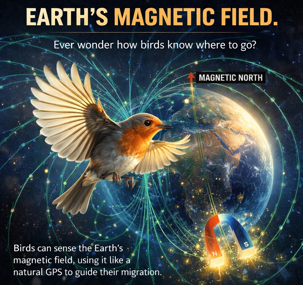 homi_lab's tweet photo. No maps. No GPS. Still never lost. 🐦

Birds navigate using Earth’s magnetic field.
Nature built them a compass we still can’t fully match.

#NatureFacts #DidYouKnow #BirdFacts #MagneticField #Science https://t.co/6LxCxdPbnb