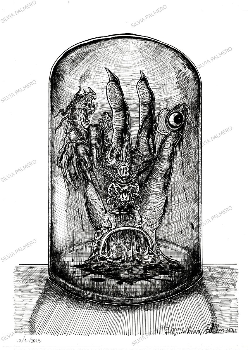 ArtPalmeroni's tweet image. * 𝕬rtwork by 𝕾ilvia 𝕻almeroni 

𝗙𝗢𝗥 𝗦𝗔𝗟𝗘
📧 Email: silviapalmeroni@hotmail.com

𝕿itle: 𝕬bysmal 𝕻antea 𝕸ysteries
𝕸edia: 𝕴nk on 𝕻aper
𝖄ear: 2025

#occultart #obscureart #ink #darkart #blackmetal #deathmetal #horror #horrorart #dark #darkness #20aprile2026