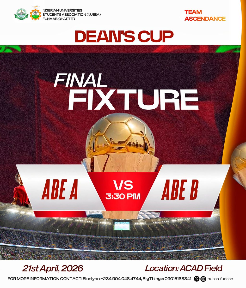 OFFICE OF THE NUESA FUNAAB SPORT SECRETARY 25/26 tweet media