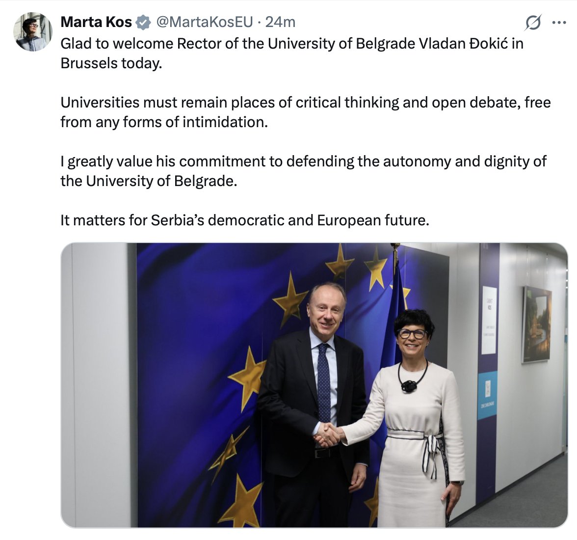 adicerimagic's tweet image. The two most recent posts by 🇪🇺 Commissioner #Kos address #Belarus and #Serbia, both focusing on academic freedom.

🇧🇾🇷🇸🇪🇺