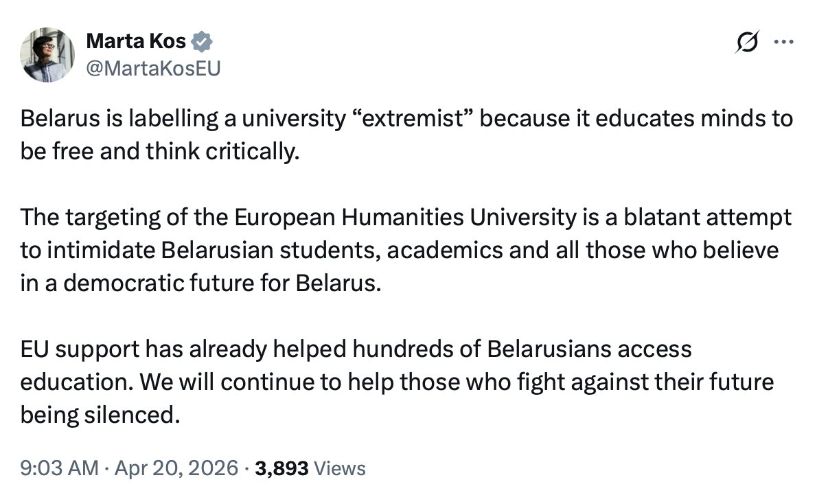 adicerimagic's tweet image. The two most recent posts by 🇪🇺 Commissioner #Kos address #Belarus and #Serbia, both focusing on academic freedom.

🇧🇾🇷🇸🇪🇺