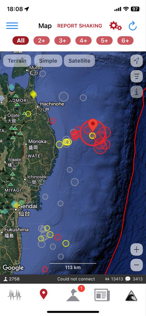 ic_coates's tweet image. #Miyako #Japan
20 April 2026 - 15:53:36 GMT+8
Major Offshore Earthquake
Mag: 7.4 | Depth: 35km
Epicentre: Offshore 100km ENE of Miyako ~ Tsunami Warnings were issued
Awaiting further reports