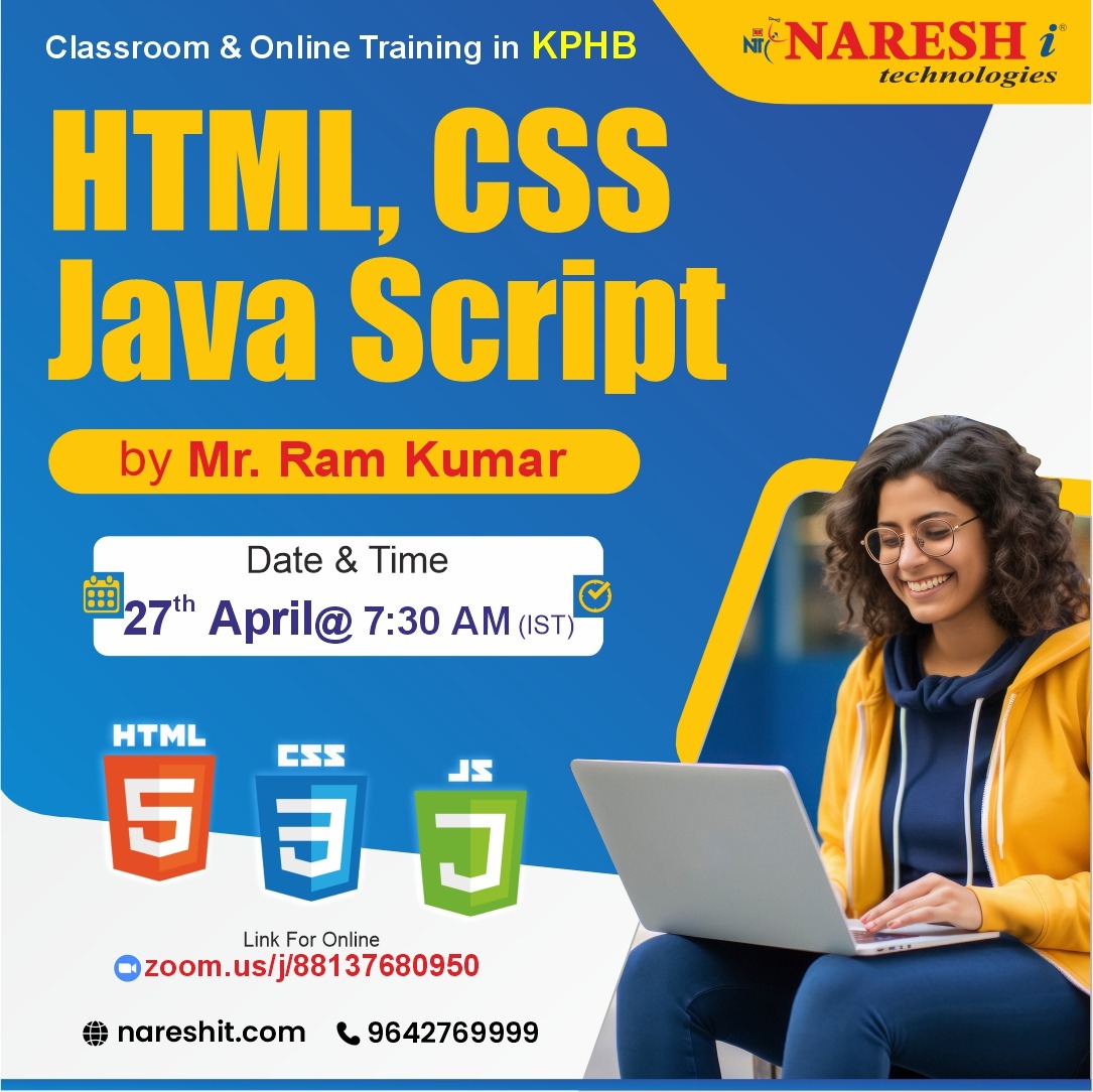 nareshitech's tweet image. 👩‍💻 Start Your Web Development Journey With Core Skills

👉 Register Now: t.ly/ZGWLx

👨‍🏫 Trainer: Mr. Ram Kumar
📅 Starting Date: 27th April
⏰ Time: 7:30 AM (IST)

#NareshIT #WebDevelopment #HTML #CSS #JavaScript #Frontend #LearnCoding #FullStack #Programming #KPHB