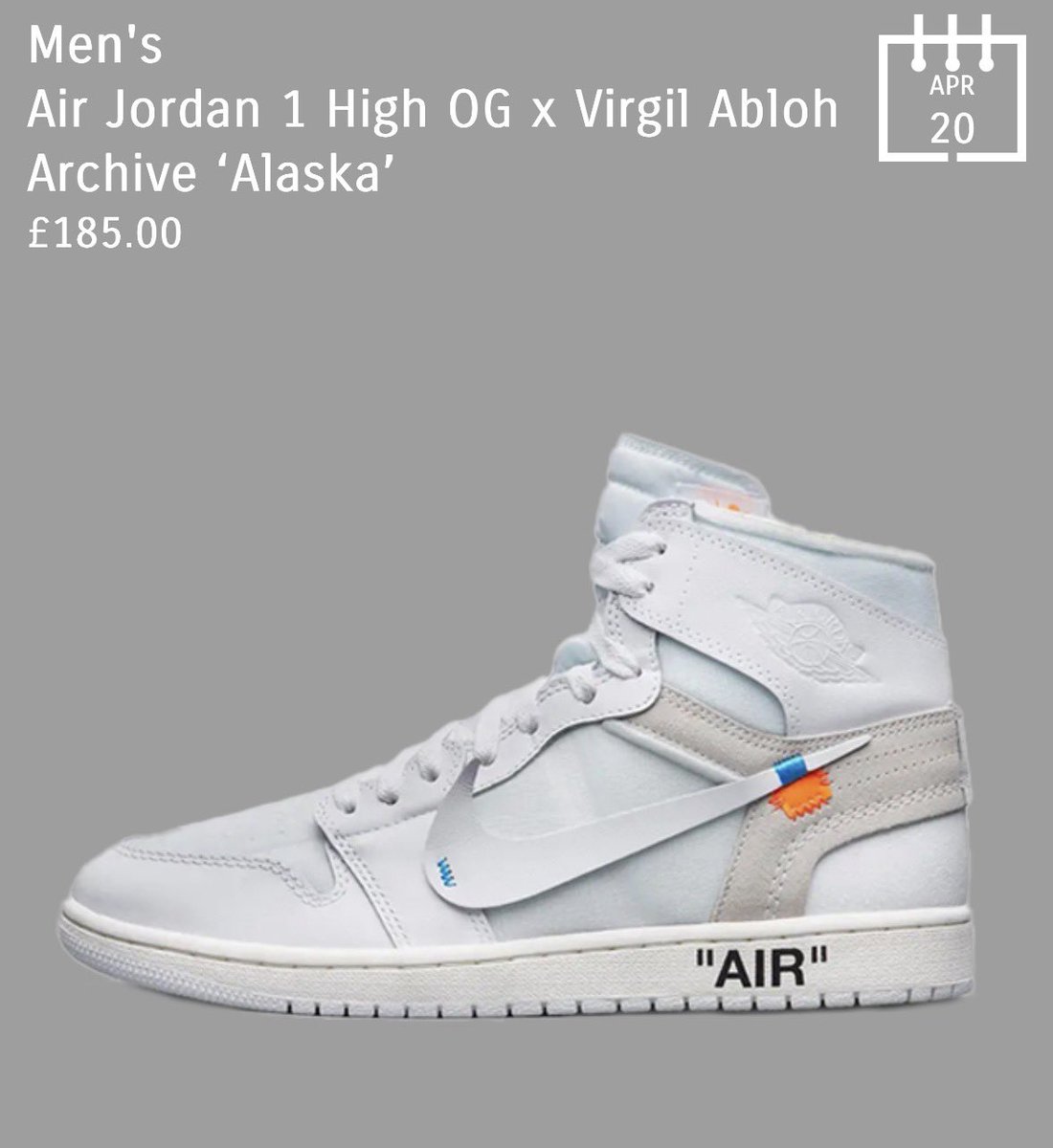Mitsu_Aizawa's tweet image. Air Jordan 1 High OG x Virgil Abloh Archive "Alaska"

Footpatrol抽選受付中🕊️
🗓️2026年4月20日20:00〆切
🔗 launches.footpatrol.com/product/baadf2…