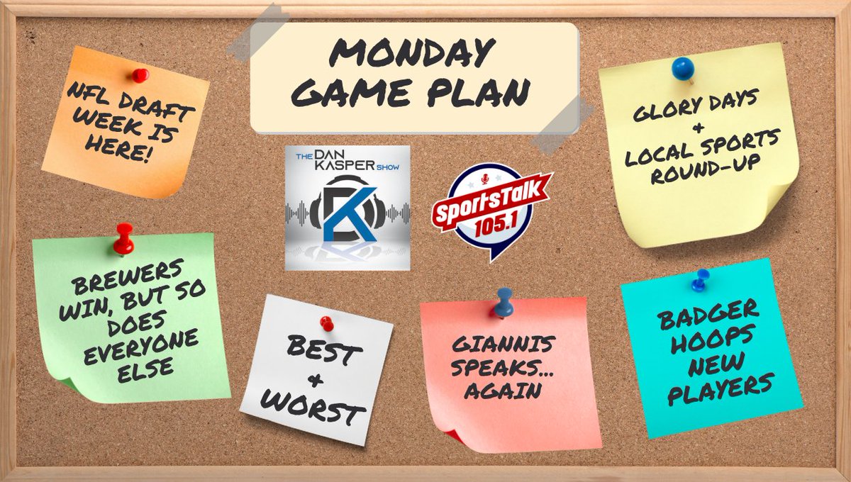 SportsTalk1051's tweet image. Hope you had a good weekend!

Here's our game plan for this morning on The @DanKasper Show!

Join us from 6a-10a on the radio dials, online, smart devices, app, and our Youtube video stream!

@YouTubeCreators 

#Packers #Brewers #Badgers #Bucks