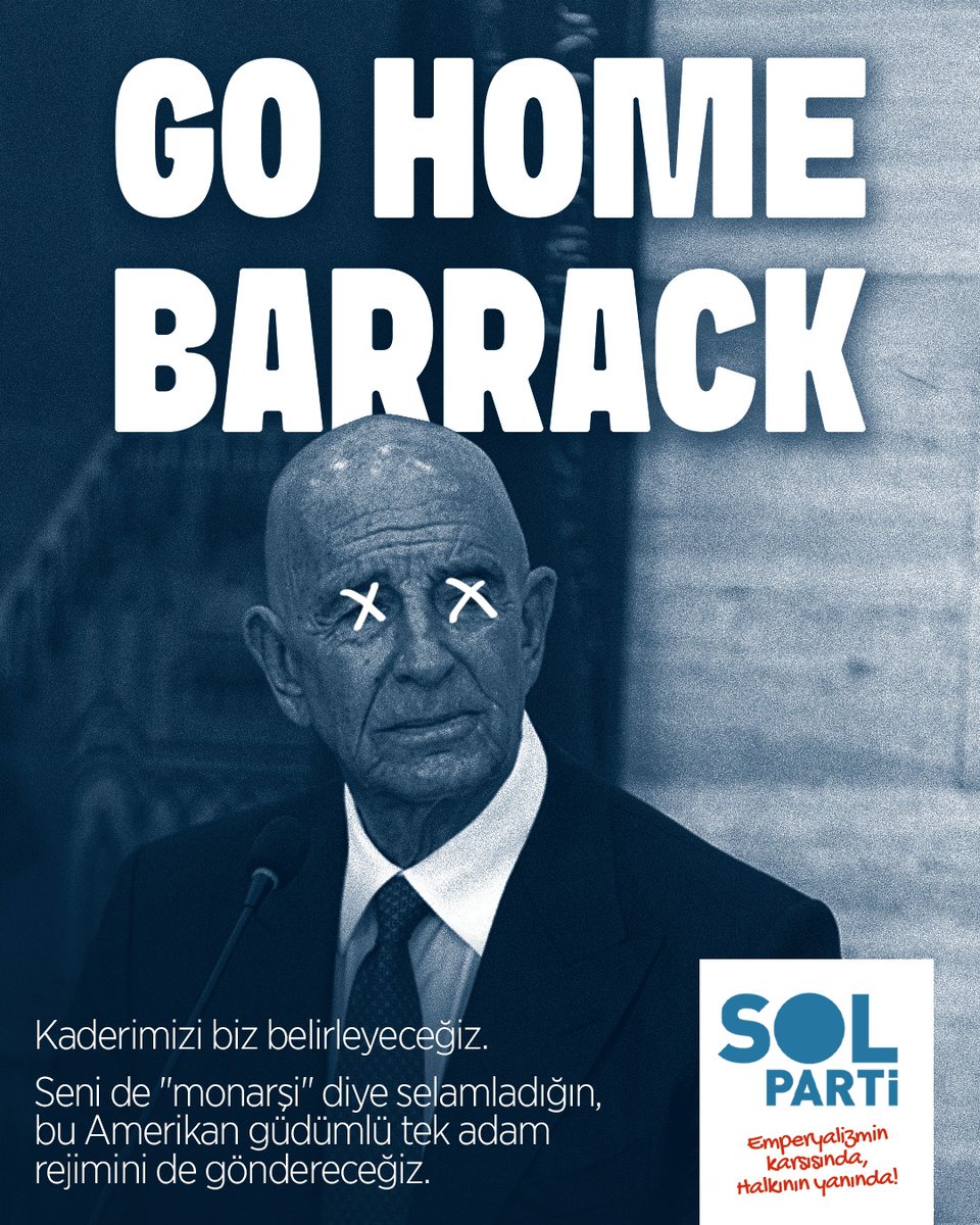 Go Home Barrack! 

Kaderimizi biz belirleyeceğiz.

Seni de "monarşi" diye selamladığın, bu Amerikan güdümlü tek adam rejimini de göndereceğiz.